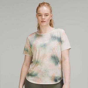 Lululemon High-Neck Running and Training T-Shirt Spray Camo Silver Blue Multi